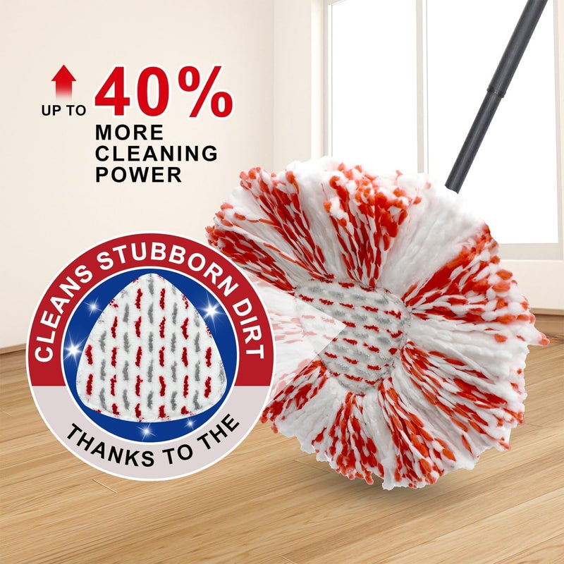 GFRED 3 Pack Upgraded Deep Clean Refill Compatible with O Ceda EasyWring Spin Mop & Bucket System Microfiber Mop Heads Refill for Oceda Easywring 1 Tank Spin Mop System, 40% More Cleaning Power, Scrub Pad - Image 2